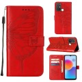 For ZTE Blade A52 Embossed Butterfly Flip Leather Phone Case(Red)