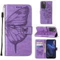 For ZTE Blade A72 5G Embossed Butterfly Flip Leather Phone Case(Purple)