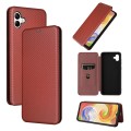 For Samsung Galaxy A04 4G Carbon Fiber Texture Leather Phone Case(Brown)