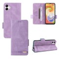 For Samsung Galaxy A04 4G Magnetic Clasp Flip Leather Phone Case(Purple)