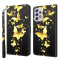 For Samsung Galaxy A04S / A13 / A13 5G 3D Painting Pattern TPU + PU Phone Case(Gold Butterfly)