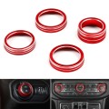For Jeep Wrangler 2018-2021 4 in 1 Car Air Conditioner Switch Headlight Button Knob Cover Trim(Red)