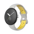 For Google Pixel Watch Two-Color Silicone Watch Band Man(Grey Yellow)