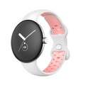 For Google Pixel Watch Two-Color Silicone Watch Band Women(White Pink)