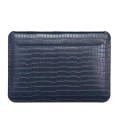 For 12 inch Laptop WIWU Ultra-thin Crocodile Texture Genuine Leather Laptop Sleeve(Dark Blue)