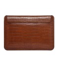 For 12 inch Laptop WIWU Ultra-thin Crocodile Texture Genuine Leather Laptop Sleeve(Brown)