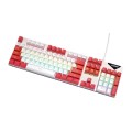 FOREV FVQ302 Mixed Color Wired Mechanical Gaming Illuminated Keyboard(White Red)