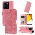 For vivo Y35 4G / Y22s / Y22 Embossed Sunflower Leather Phone Case(Rose Gold)