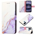 For Nokia G11 Plus PT003 Marble Pattern Flip Leather Phone Case(White Purple LS006)