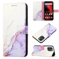 For UMIDIGI F3 4G/F3 5G/F3 SE/F3S PT003 Marble Pattern Flip Leather Phone Case(White Purple LS006)