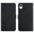 For Samsung Galaxy A23 5G JP Version HT03 Skin Feel Butterfly Embossed Flip Leather Phone Case(Black