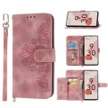 For Google Pixel 6a Skin-feel Flowers Embossed Wallet Leather Phone Case(Pink)