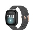 For Fitbit Versa 4 / Sense 2 Universal Nylon Weave Canvas Watch Band(Dark Grey)