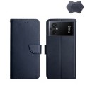For Xiaomi Poco M5 4G/5G/M4 5G Genuine Leather Fingerprint-proof Flip Phone Case(Blue)