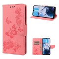 For Motorola Moto E22 / E22i Butterfly Embossed Horizontal Flip Leather Phone Case(Pink)