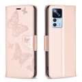 For Xiaomi 12T / 12T Pro / Redmi K50 Ultra Embossing Two Butterflies Pattern Leather Case(Rose Gold)