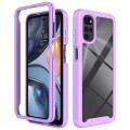 For Motorola Moto G22 / E32 Starry Sky Solid Color TPU Clear PC Phone Case(Purple)