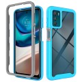 For Motorola Moto G42 Starry Sky Solid Color TPU Clear PC Phone Case(Sky Blue)
