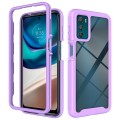 For Motorola Moto G42 Starry Sky Solid Color TPU Clear PC Phone Case(Purple)