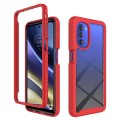 For Motorola Moto G51 5G Starry Sky Solid Color TPU Clear PC Phone Case(Red)