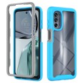 For Motorola Moto G62 5G Starry Sky Solid Color TPU Clear PC Phone Case(Sky Blue)