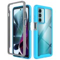 For Motorola Moto G200 5G Starry Sky Solid Color TPU Clear PC Phone Case(Sky Blue)