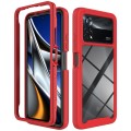 For Xiaomi Poco X4 Pro 5G Starry Sky Solid Color Shockproof TPU Clear PC Phone Case(Red)
