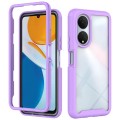 For Honor X7 Starry Sky Solid Color Shockproof TPU Clear PC Phone Case(Purple)