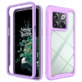 For OnePlus 10T Starry Sky Solid Color Shockproof TPU Clear PC Phone Case(Purple)