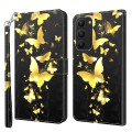 For Samsung Galaxy S23+ 5G 3D Painting Pattern TPU + PU Phone Case(Gold Butterfly)
