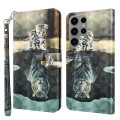 For Samsung Galaxy S23 ultra 5G 3D Painting Pattern TPU + PU Phone Case(Cat Tiger)