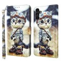 For Samsung Galaxy A14 5G 3D Painted Leather Phone Case(Naughty Cat)