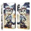 For Samsung Galaxy A04 3D Painted Leather Phone Case(Naughty Cat)