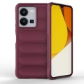 For vivo Y35 4G Global Magic Shield TPU + Flannel Phone Case(Wine Red)