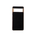 For Google Pixel 6 Pro Nano Electroplating Cross Texture Genuine Leather Phone Case(Black)