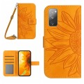 For Samsung Galaxy S20 FE Skin Feel Sun Flower Pattern Flip Leather Phone Case with Lanyard(Yellow)