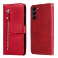 For Samsung Galaxy S23 5G Calf Texture Zipper Leather Phone Case(Red)