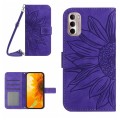 For Motorola Moto G Stylus 5G 2022 Skin Feel Sun Flower Pattern Flip Leather Phone Case with Lanyard