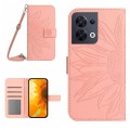 For OPPO Reno8 4G/Reno8 5G Skin Feel Sun Flower Pattern Flip Leather Phone Case with Lanyard(Pink)