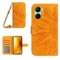 For Realme 10 5G Skin Feel Sun Flower Pattern Flip Leather Phone Case with Lanyard(Yellow)