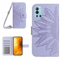 For OnePlus 10 Pro Skin Feel Sun Flower Pattern Flip Leather Phone Case with Lanyard(Purple)