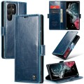 For Samsung Galaxy S22 Ultra 5G CaseMe 003 Crazy Horse Texture Leather Phone Case(Blue)