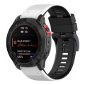 For Garmin Fenix 7 Two-color Silicone Watch Band(White Black)