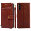 For Samsung Galaxy A04s Zipper Bag Leather Phone Case(Brown)