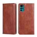 For Motorola Moto E32 India/E22s 4G Global Gloss Oil Solid Color Magnetic Leather Phone Case(Brown)