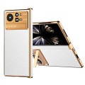 For Xiaomi Mix Fold 2 Electroplated Frame Plain Leather Phone Case(White)