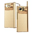 For Xiaomi Mix Fold 2 Plain Leather Double Hinged Folding Phone Case with Stylus(Gold+Gold)