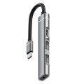 USB-C / Type-C to 3.5mm + 2USB + Type-C HUB Docking Station(Grey)