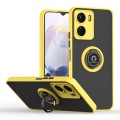 For vivo Y16 Q Shadow 1 Series TPU + PC Phone Case with Ring(Yellow)