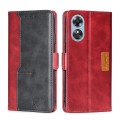 For OPPO A17 Contrast Color Side Buckle Leather Phone Case(Red+Black)